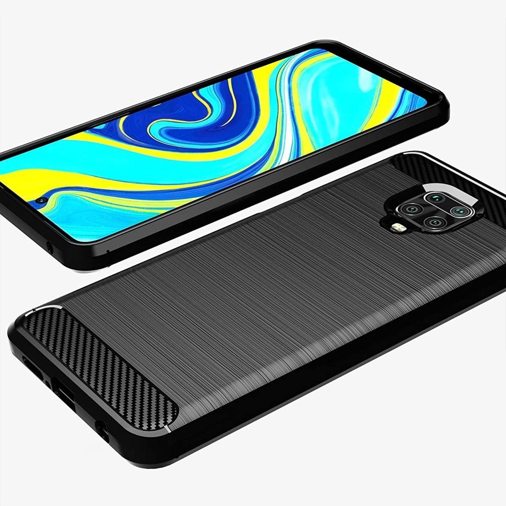 Противоударен Силиконов Калъф за Xiaomi Redmi Note 9 Pro/9S, Forcell Carbon Case, Черен (2)