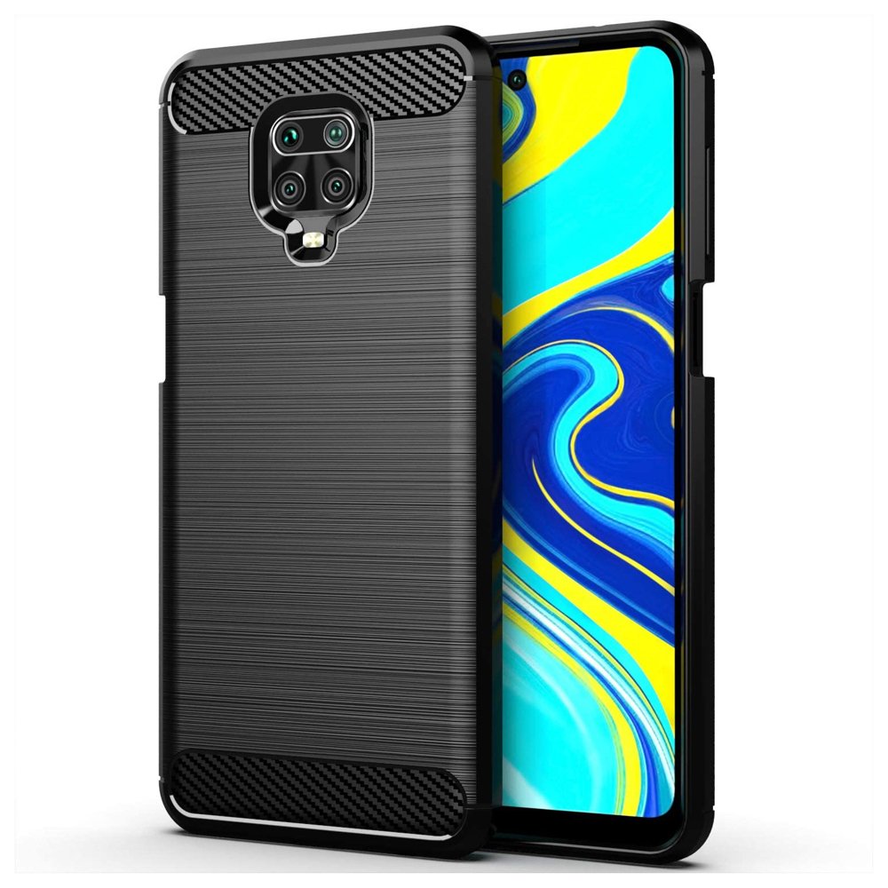 Противоударен Силиконов Калъф за Xiaomi Redmi Note 9 Pro/9S, Forcell Carbon Case, Черен