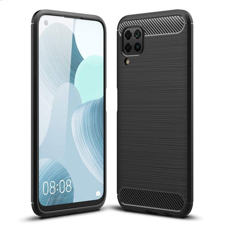 Противоударен Силиконов Калъф за Huawei P40 Lite, Forcell Carbon Case, Черен
