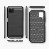 Противоударен Силиконов Калъф за Huawei P40 Lite, Forcell Carbon Case, Черен (7)