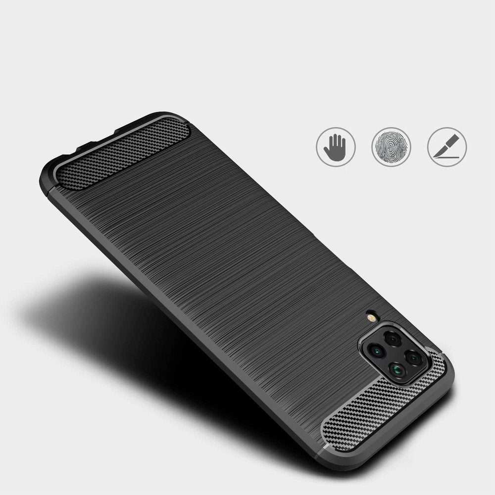 Противоударен Силиконов Калъф за Huawei P40 Lite, Forcell Carbon Case, Черен (4)