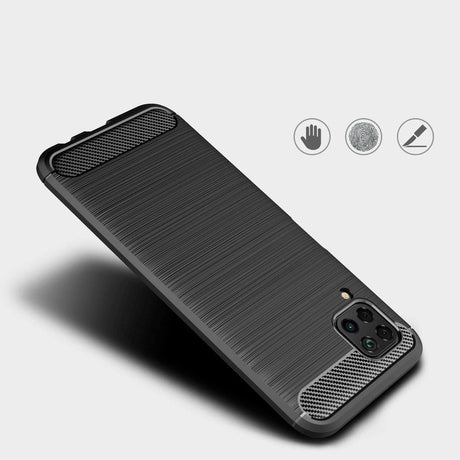 Противоударен Силиконов Калъф за Huawei P40 Lite, Forcell Carbon Case, Черен (4)