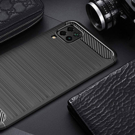 Противоударен Силиконов Калъф за Huawei P40 Lite, Forcell Carbon Case, Черен (5)