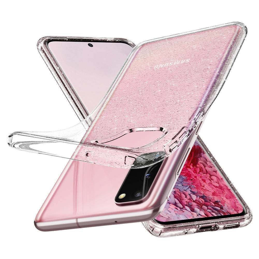 Противоударен Блестящ Калъф за Samsung S20, Spigen Liquid Crystal Glitter Quartz Case, Прозрачен (5)