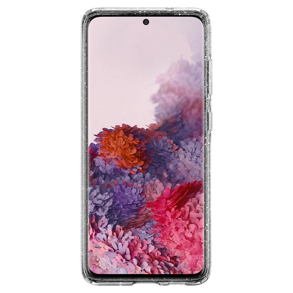 Противоударен Блестящ Калъф за Samsung S20, Spigen Liquid Crystal Glitter Quartz Case, Прозрачен (3)