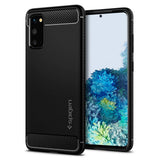 Противоударен Силиконов Калъф за Samsung S20, Spigen Rugged Armor Case, Черен