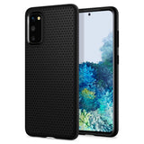 Противоударен Силиконов Калъф за Samsung S20, Spigen Liquid Air Case, Черен