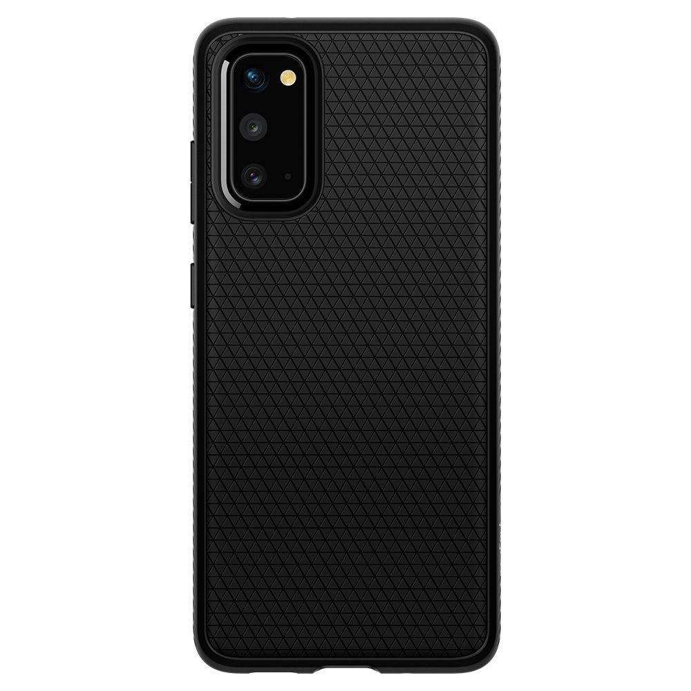 Противоударен Силиконов Калъф за Samsung S20, Spigen Liquid Air Case, Черен (5)