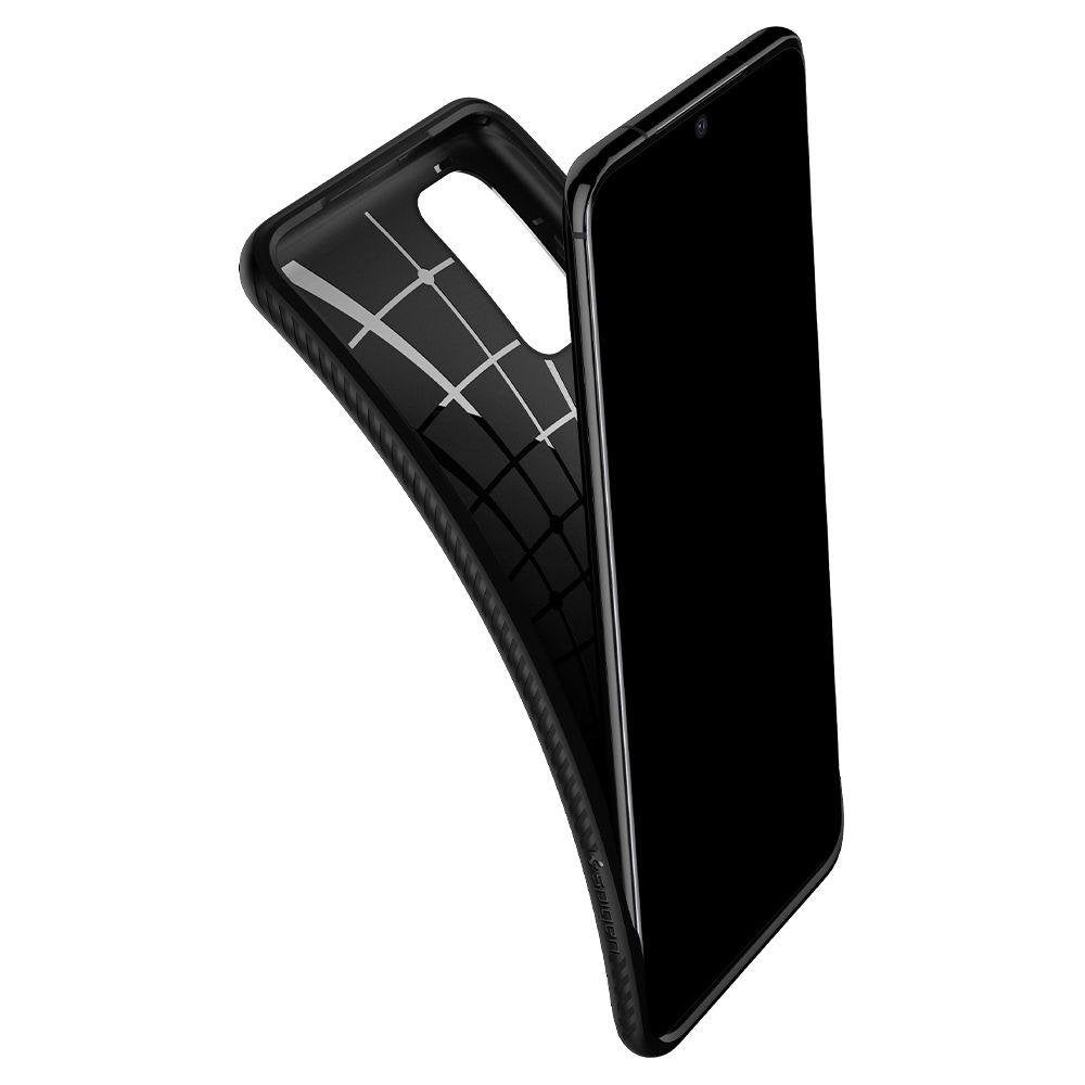 Противоударен Силиконов Калъф за Samsung S20, Spigen Liquid Air Case, Черен (3)
