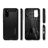 Противоударен Силиконов Калъф за Samsung S20, Spigen Rugged Armor Case, Черен (5)