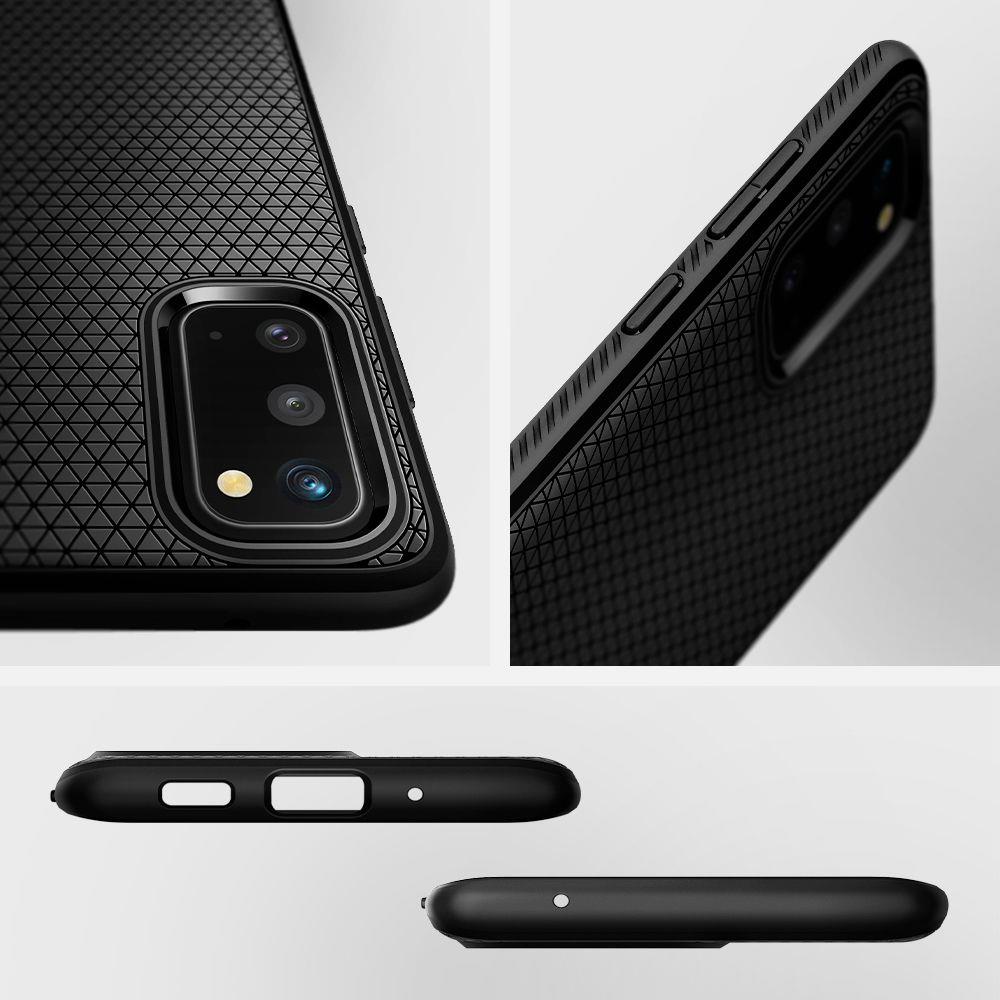 Противоударен Силиконов Калъф за Samsung S20, Spigen Liquid Air Case, Черен (10)