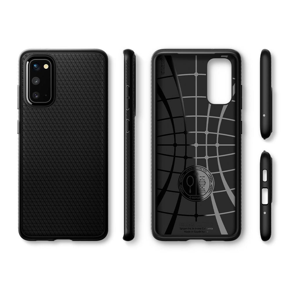 Противоударен Силиконов Калъф за Samsung S20, Spigen Liquid Air Case, Черен (7)