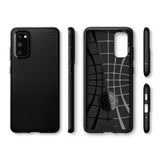 Противоударен Силиконов Калъф за Samsung S20, Spigen Liquid Air Case, Черен (7)