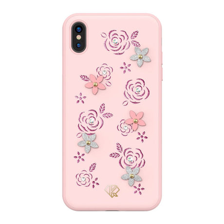 Калъф с Камъни Swarowski за iPhone XS/X, Kingxbar Petal Case, Розов (2)