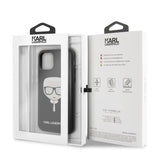 Луксозен Калъф за iPhone 11 Pro, Karl Lagerfeld Iconic Glitter Head Case, Черен (7)