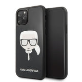 Луксозен Калъф за iPhone 11 Pro, Karl Lagerfeld Iconic Glitter Head Case, Черен