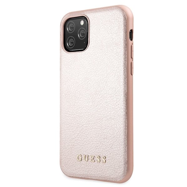 Луксозен Кожен Калъф за iPhone 11 Pro, Guess Leather Case, Розов (3)