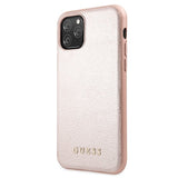 Луксозен Кожен Калъф за iPhone 11 Pro, Guess Leather Case, Розов (3)
