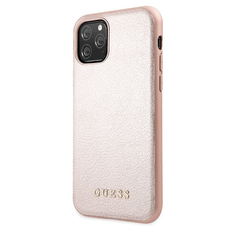 Луксозен Кожен Калъф за iPhone 11 Pro, Guess Leather Case, Розов (3)