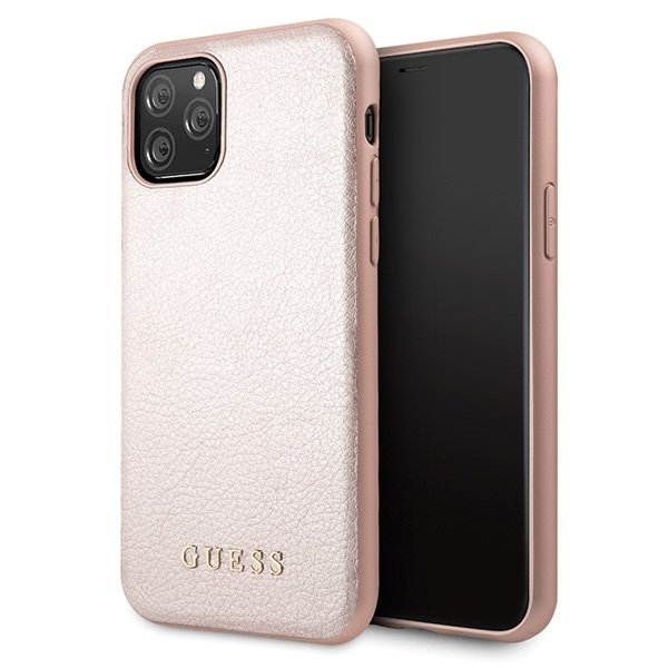 Луксозен Кожен Калъф за iPhone 11 Pro, Guess Leather Case, Розов
