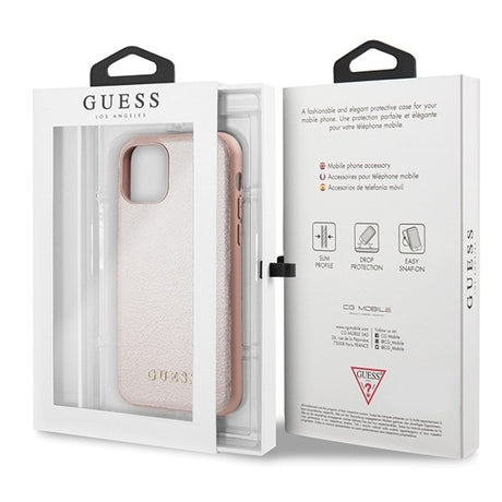 Луксозен Кожен Калъф за iPhone 11 Pro, Guess Leather Case, Розов (6)