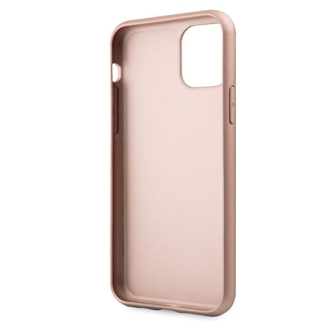 Луксозен Кожен Калъф за iPhone 11 Pro, Guess Leather Case, Розов (4)