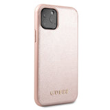 Луксозен Кожен Калъф за iPhone 11 Pro, Guess Leather Case, Розов (2)