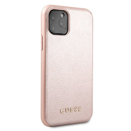 Луксозен Кожен Калъф за iPhone 11 Pro, Guess Leather Case, Розов (2)
