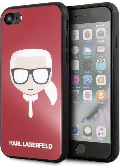 Луксозен Калъф за iPhone SE 2022/2020 8/7, Karl Lagerfeld Iconic Glitter Head Case, Червен