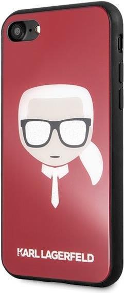 Луксозен Калъф за iPhone SE 2022/2020 8/7, Karl Lagerfeld Iconic Glitter Head Case, Червен (2)