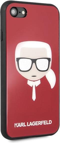 Луксозен Калъф за iPhone SE 2022/2020 8/7, Karl Lagerfeld Iconic Glitter Head Case, Червен (3)
