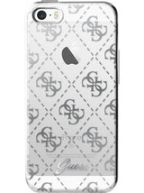 Луксозен Силиконов Калъф за iPhone SE/5s/5, Guess Silicone Case, Сребрист
