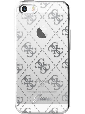 Луксозен Силиконов Калъф за iPhone SE/5s/5, Guess Silicone Case, Сребрист