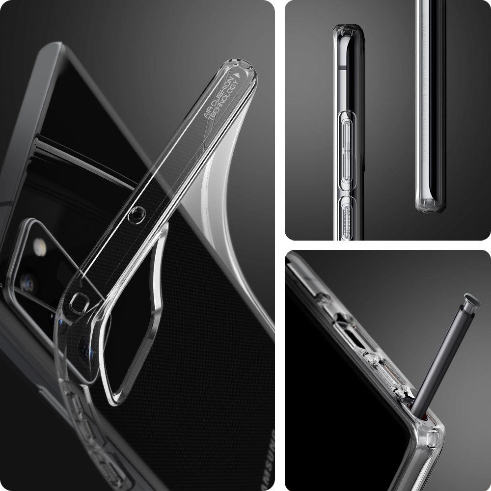 Противоударен Силиконов Калъф за Samsung Note 20, Spigen Liquid Crystal Case, Прозрачен (6)