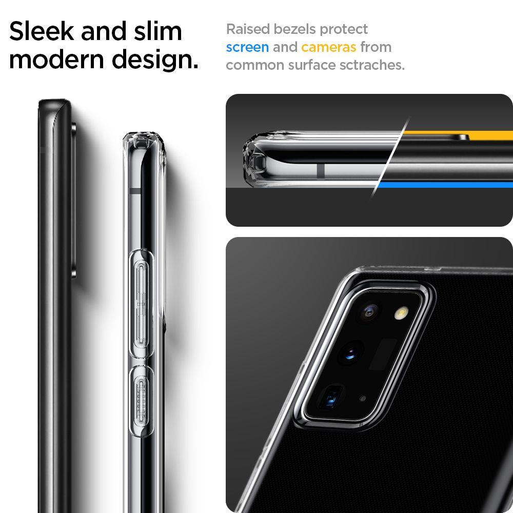 Противоударен Силиконов Калъф за Samsung Note 20, Spigen Liquid Crystal Case, Прозрачен (3)