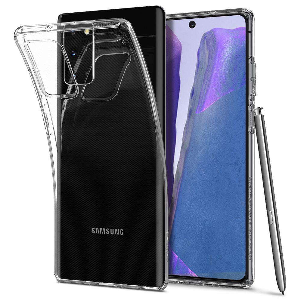 Противоударен Силиконов Калъф за Samsung Note 20, Spigen Liquid Crystal Case, Прозрачен (2)