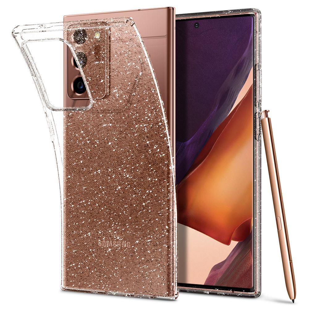 Противоударен Блестящ Калъф за Samsung Note 20, Spigen Liquid Crystal Glitter Quartz Case, Прозрачен (2)