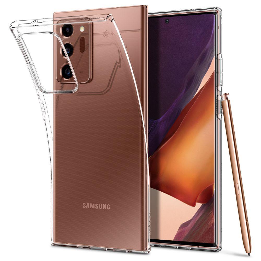 Противоударен Силиконов Калъф за Samsung Note 20 Ultra, Spigen Liquid Crystal Case, Прозрачен