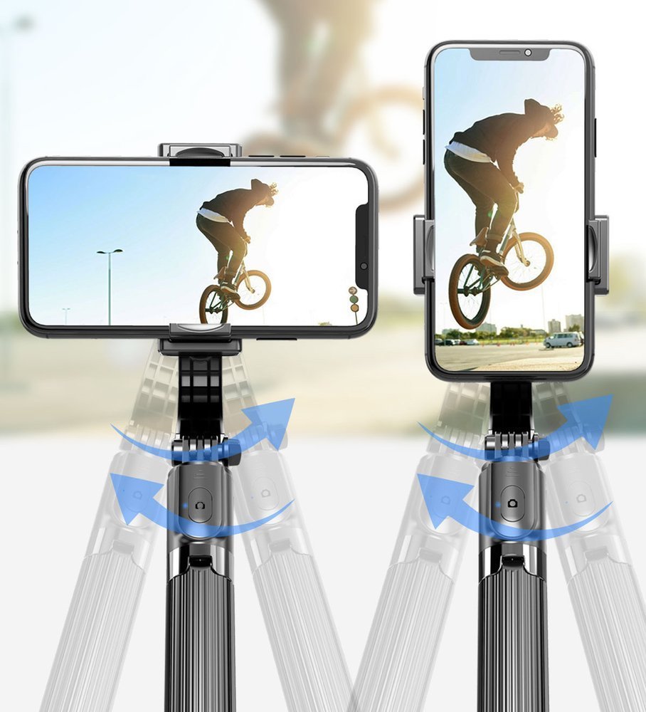 Блутут Селфи Стик с Трипод и Стабилизация, Gimbal Controll Wireless Stand, Черен (3)