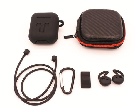 Калъф/Сет за Слушалки Apple AirPods, Silicone Case, Черен (2)