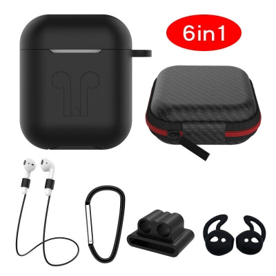 Калъф/Сет за Слушалки Apple AirPods, Silicone Case, Черен