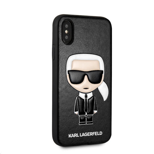 Луксозен Кожен Калъф за iPhone XS/X, Karl Lagerfeld Body Case, Черен (2)