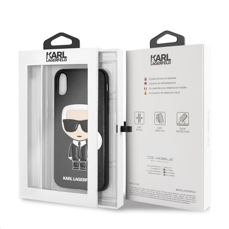 Луксозен Кожен Калъф за iPhone XS/X, Karl Lagerfeld Body Case, Черен (3)