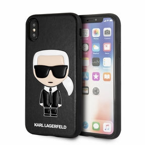 Луксозен Кожен Калъф за iPhone XS/X, Karl Lagerfeld Body Case, Черен