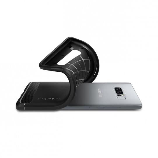 Противоударен Силиконов Калъф за Samsung Note 8, Spigen Rugged Armor Case, Черен (3)