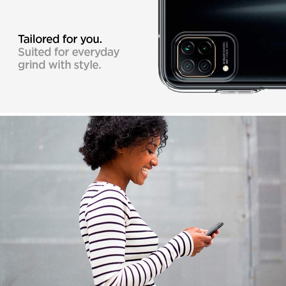 Противоударен Силиконов Калъф за Huawei P40 Lite, Spigen Liquid Crystal Case, Прозрачен (5)