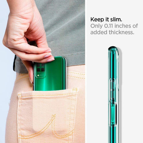 Противоударен Силиконов Калъф за Huawei P40 Lite, Spigen Liquid Crystal Case, Прозрачен (4)