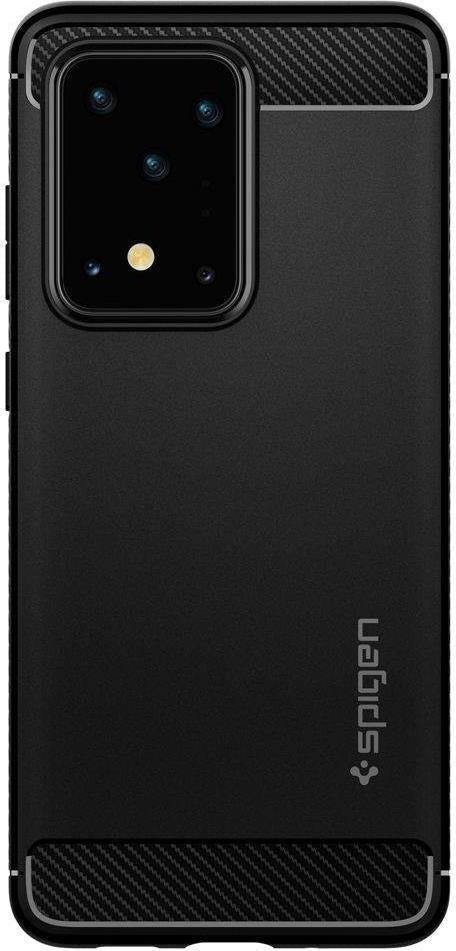 Противоударен Силиконов Калъф за Samsung S20 Ultra, Spigen Rugged Armor Case, Черен (2)