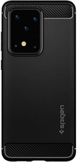 Противоударен Силиконов Калъф за Samsung S20 Ultra, Spigen Rugged Armor Case, Черен (2)