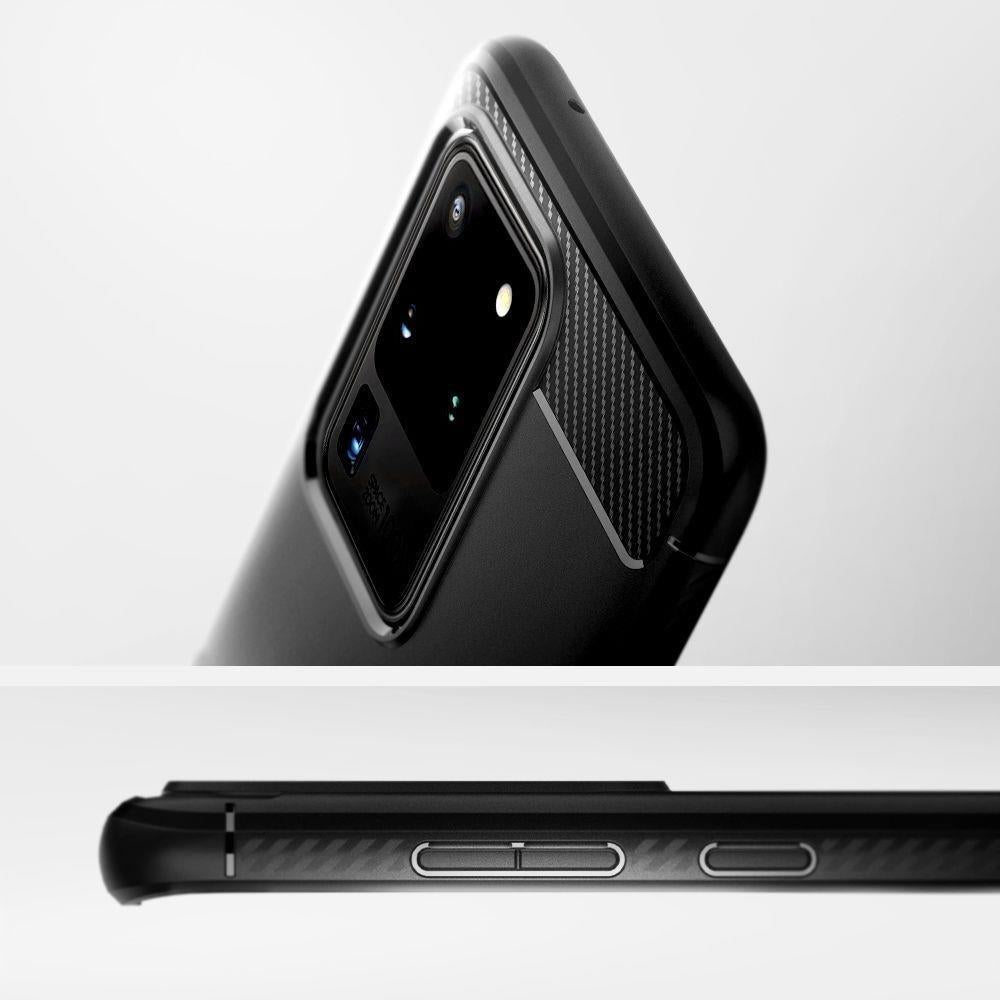 Противоударен Силиконов Калъф за Samsung S20 Ultra, Spigen Rugged Armor Case, Черен (7)